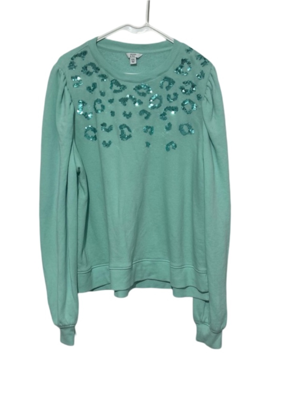 Crown and Ivy XXL Mint Blue Sequin Pattern Sweatshirt Top